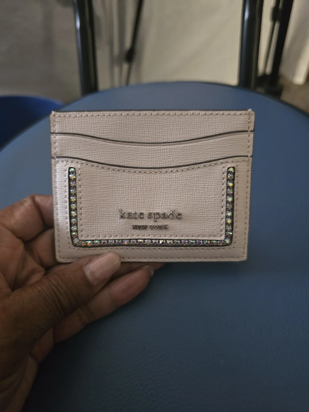 kate spade Pale Pink Crystal Trim Card Holder